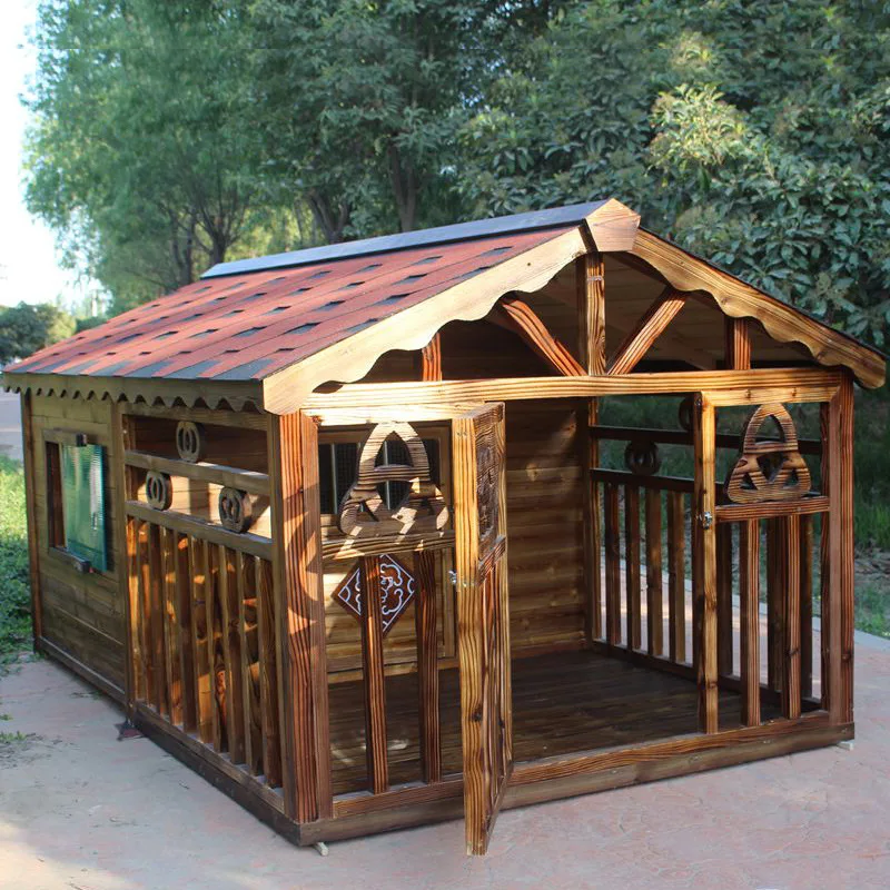 Wooden Outdoor Dog House for Dogs,Weatherproof Kennel with Insulated Roof,Customizable Size&Color,Durable Chew-Resistant Pet Hut