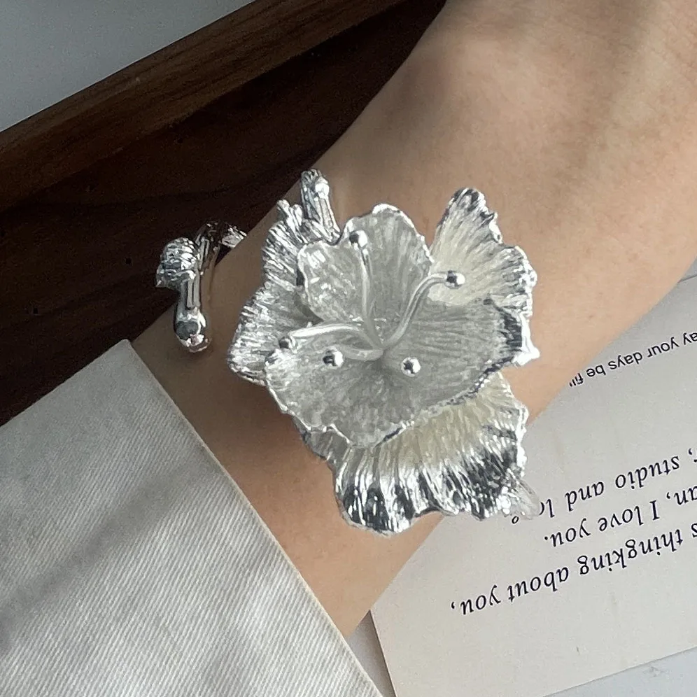 925 فضة أساور للنساء الرجال سلسلة اكسسوارات الاتجاه زهرة شكل قلادة مجوهرات الحفلات هدية