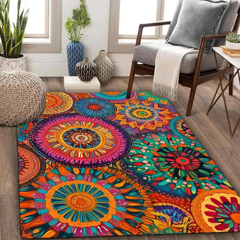 

Mandal Patterned Area Carpet, Suitable for Bedroom/ Study/ Living Room/ Hotel/ Restaurant/ Shopping Mall/ Tea Room, Home Decor