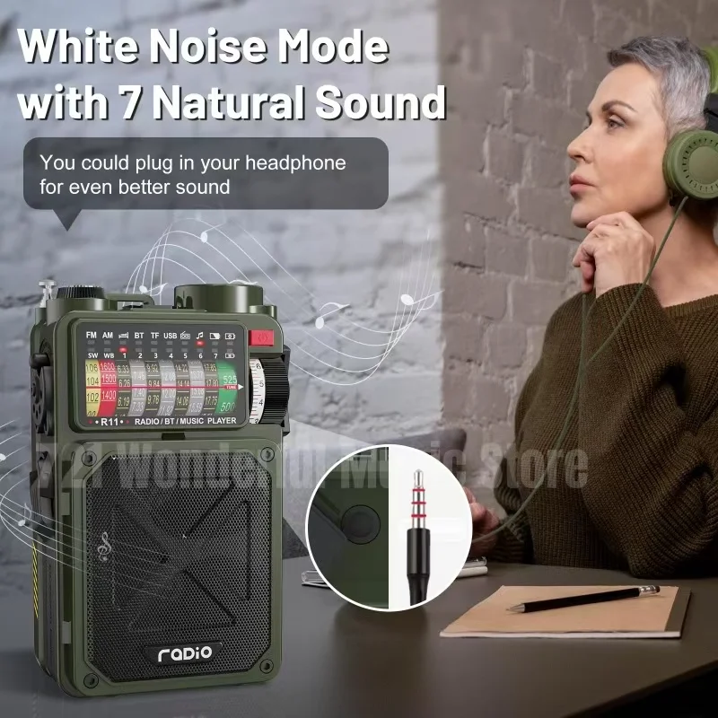 

Portable outdoor solar powered hand cranked radio Bluetooth speaker emergency flashlight compass SOS alarm can charge mobile pho