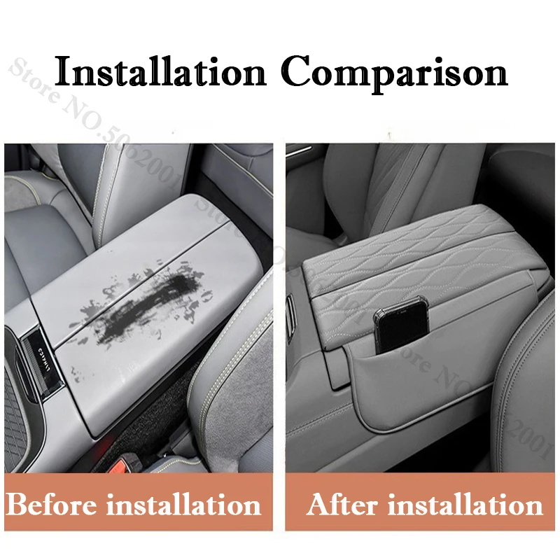 For Lynk & Co 08 2023 2024 2025 Car Armrest Box Pads Center Console Armrest Cushion Leather Mat Anti-fatigue Auto Accessories