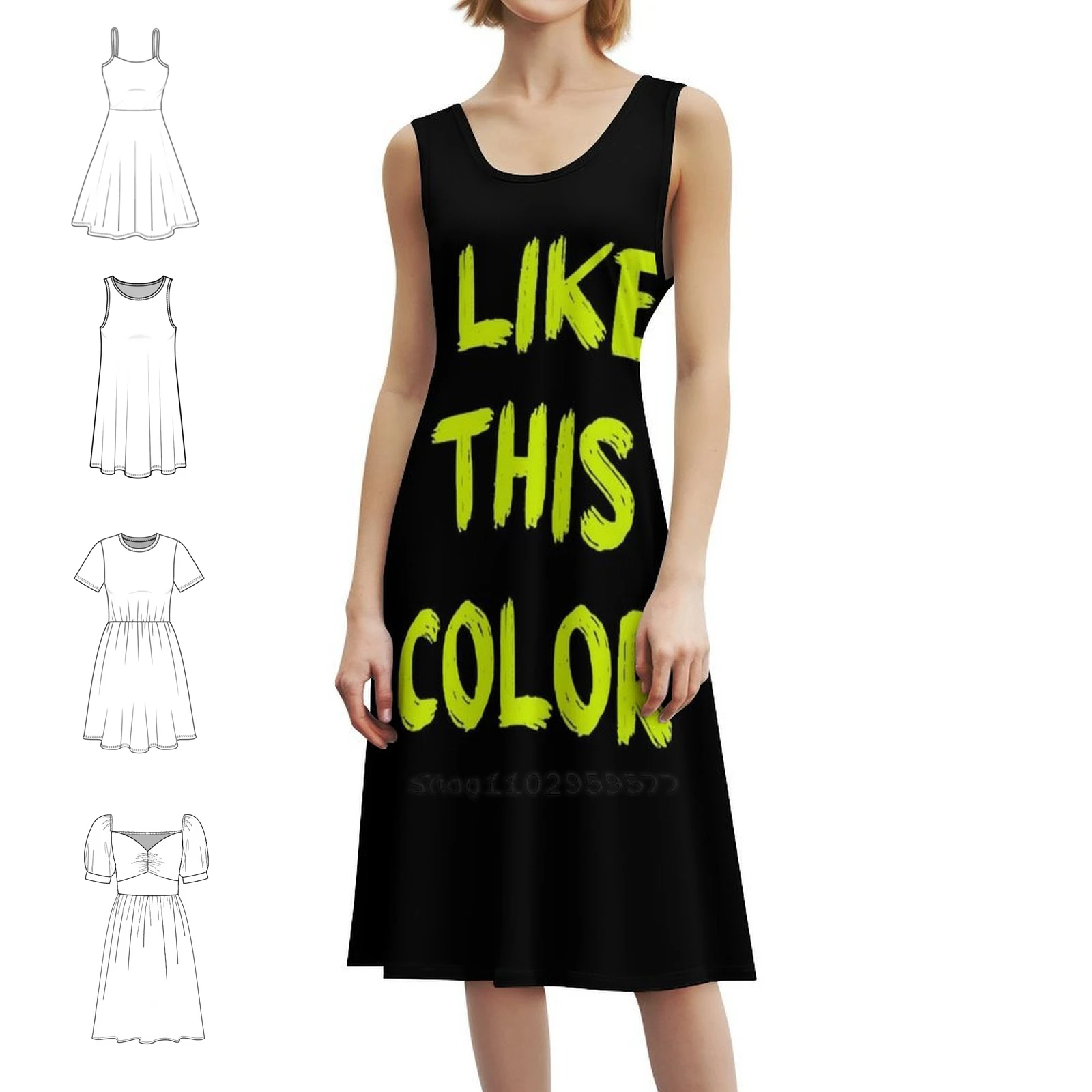 I Like This Color-Chartreuse Women's Elegant Party Dress A-Line Dress With Short/Long/Sleeveless Options Different Color In