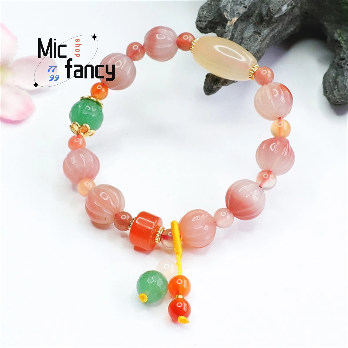 Natural Yanyuan Agate Pumpkin Beads Multicolor Bracelet Simple Elegant Exquisite Fashion Charm Women Fine Jewelry Holiday Gift