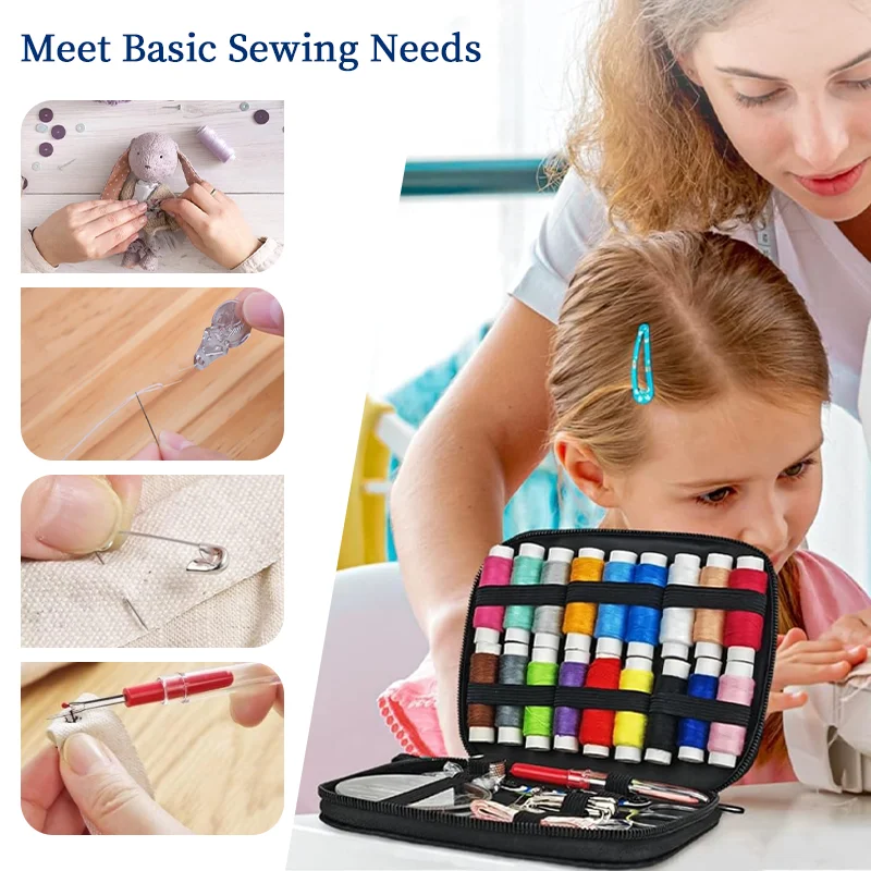 Complete Sewing Kit Set With Threads Needles Scissors Tape Measure Buttons Organizer for DIY Embroidery Handwork Sewing Tool Set