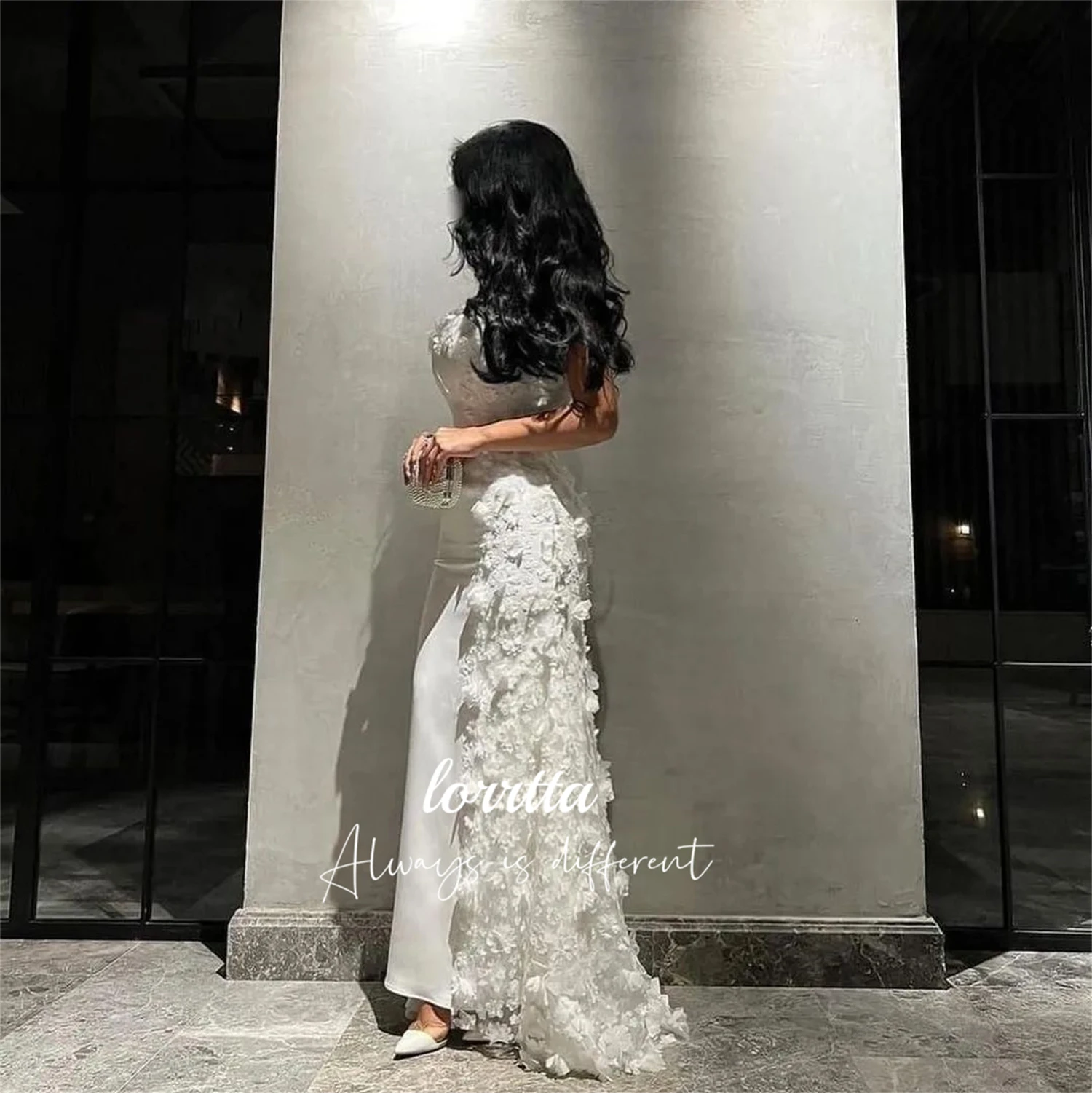Grace White Floral Fabric Mermaid Evening Dress Party Prom DressesCustomized Robe De Soiree Femmes Elegant Woman Wedding Long