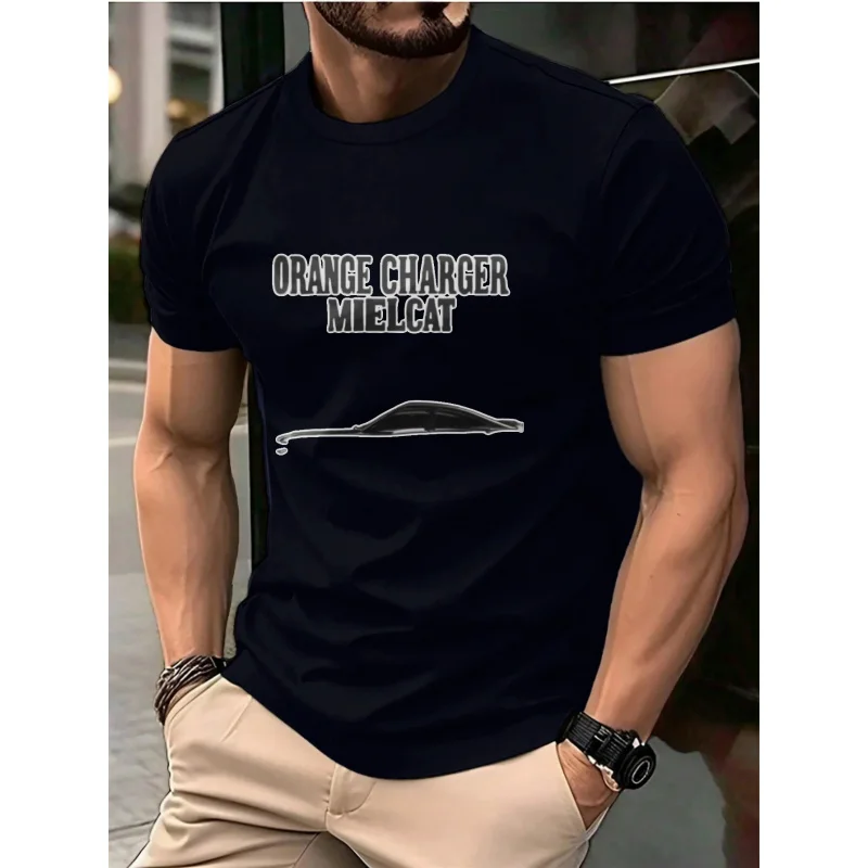 

Мужская футболка черного оранжевого цвета с зарядным устройством Mielcat с автомобильным принтом, хлопок высокого качества, 180 г