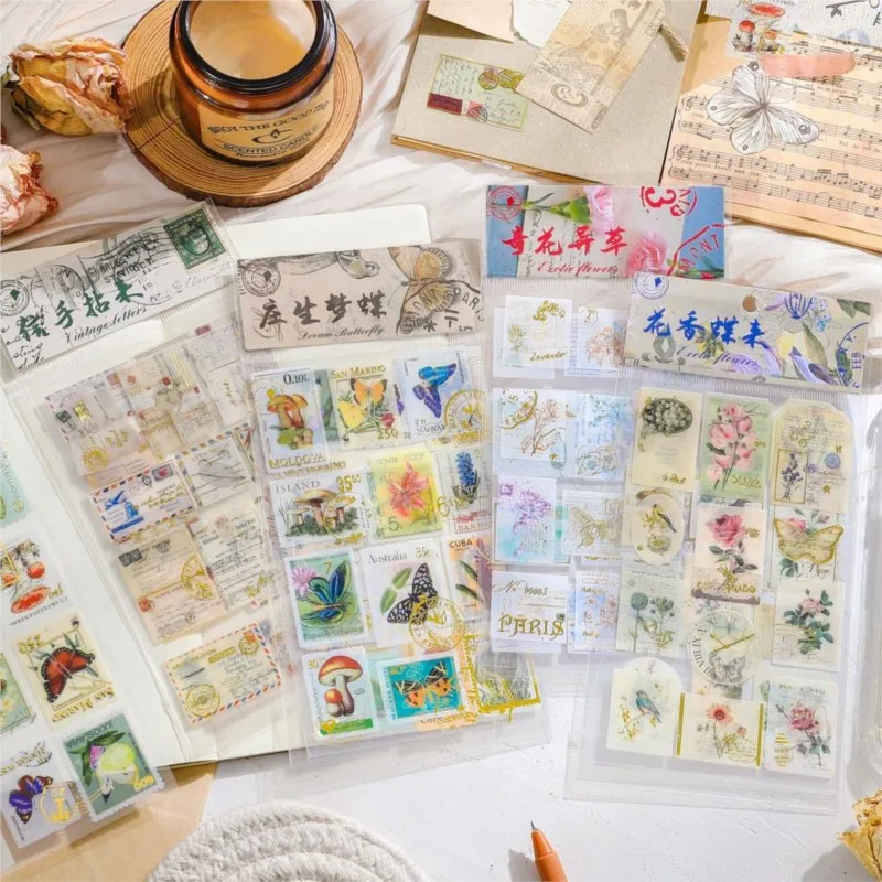 Assorted Gold Stamping Stationery Stickers Aesthetic Scrapbooking Notebooks Sketchbook Letters Postcards Seal Labels For School