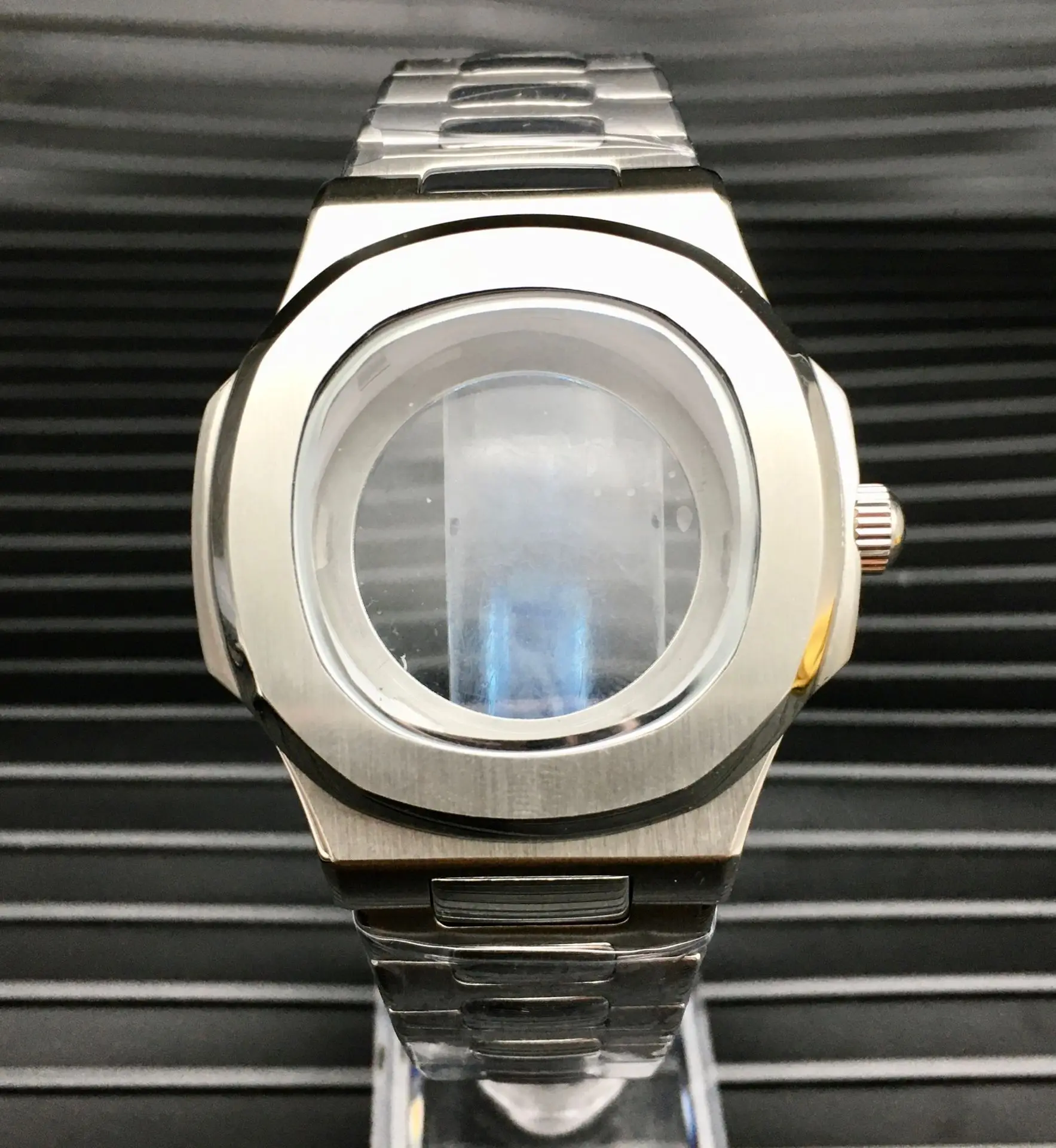 

41mm NH35 Case Stainless Steel Strap Band Transparent Bottom for Nautilus NH36 Movement Modified Watch Accessories Parts
