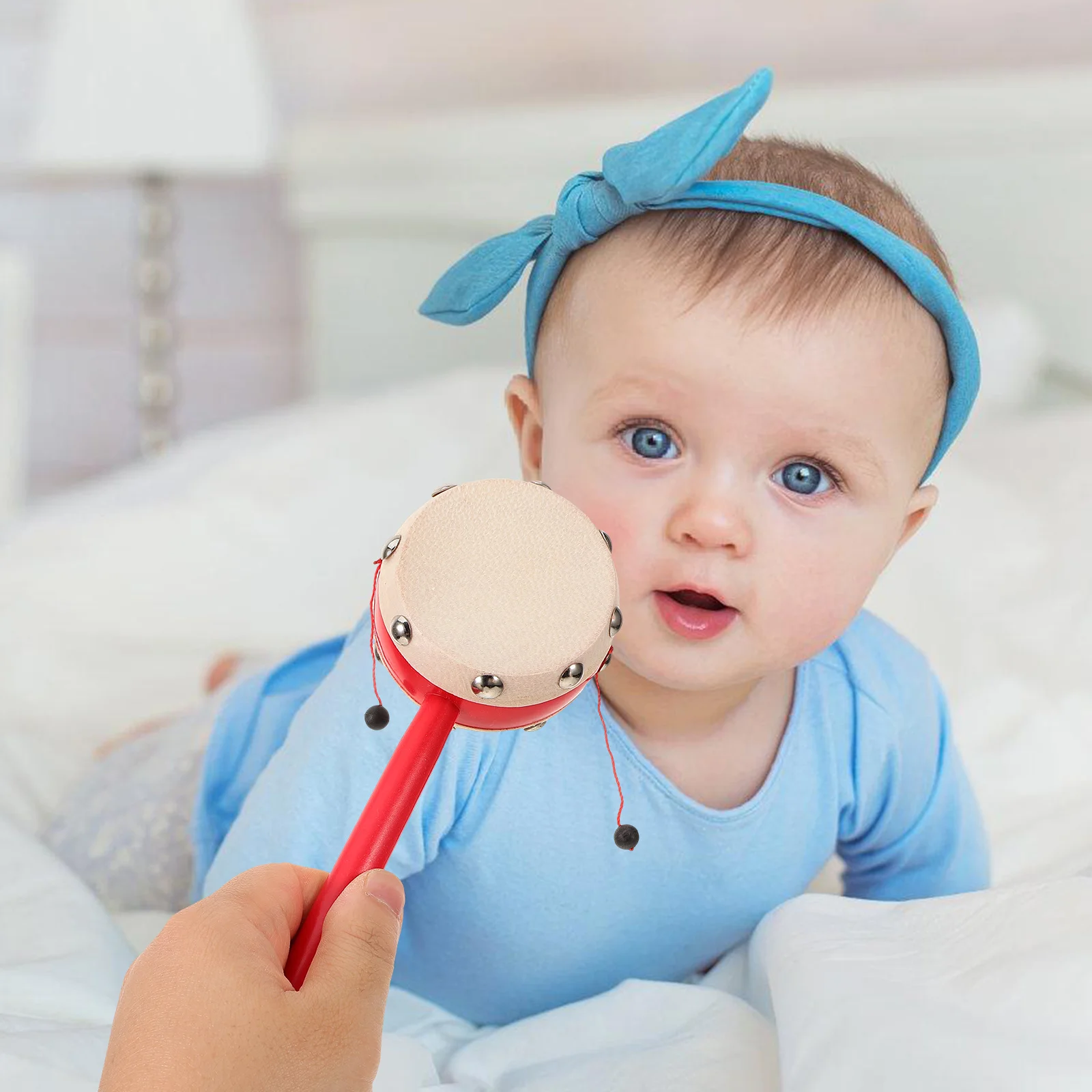 

2 Pcs Rattle Drum Toys Baby Chinese Traditional Shaking for Musical Instrument Wooden