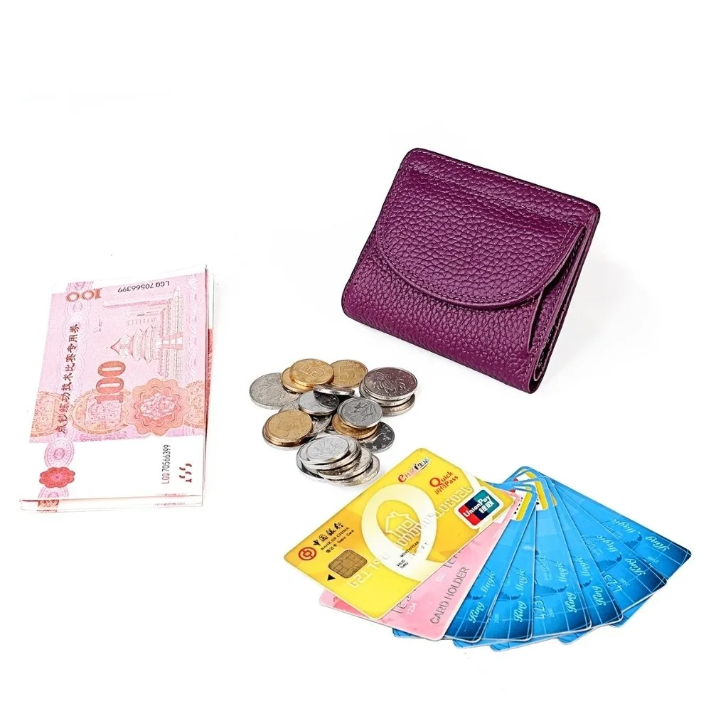 Luxury Folding Genuine Leather Purse RFID Protection Portable Clutch Cowhide Wallet Retro Large Capacity Card Holder Women