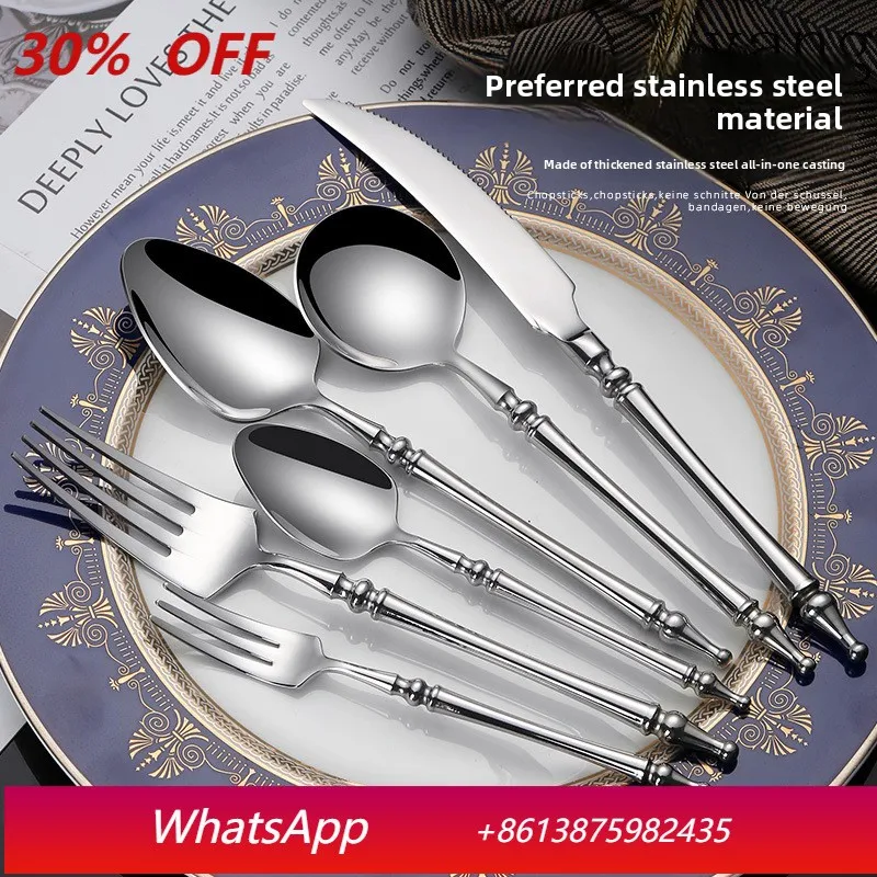 

YJQ 2pcs stainless steel knife fork spoon Western steak restaurant dessert spoon hotel home high-value tableware