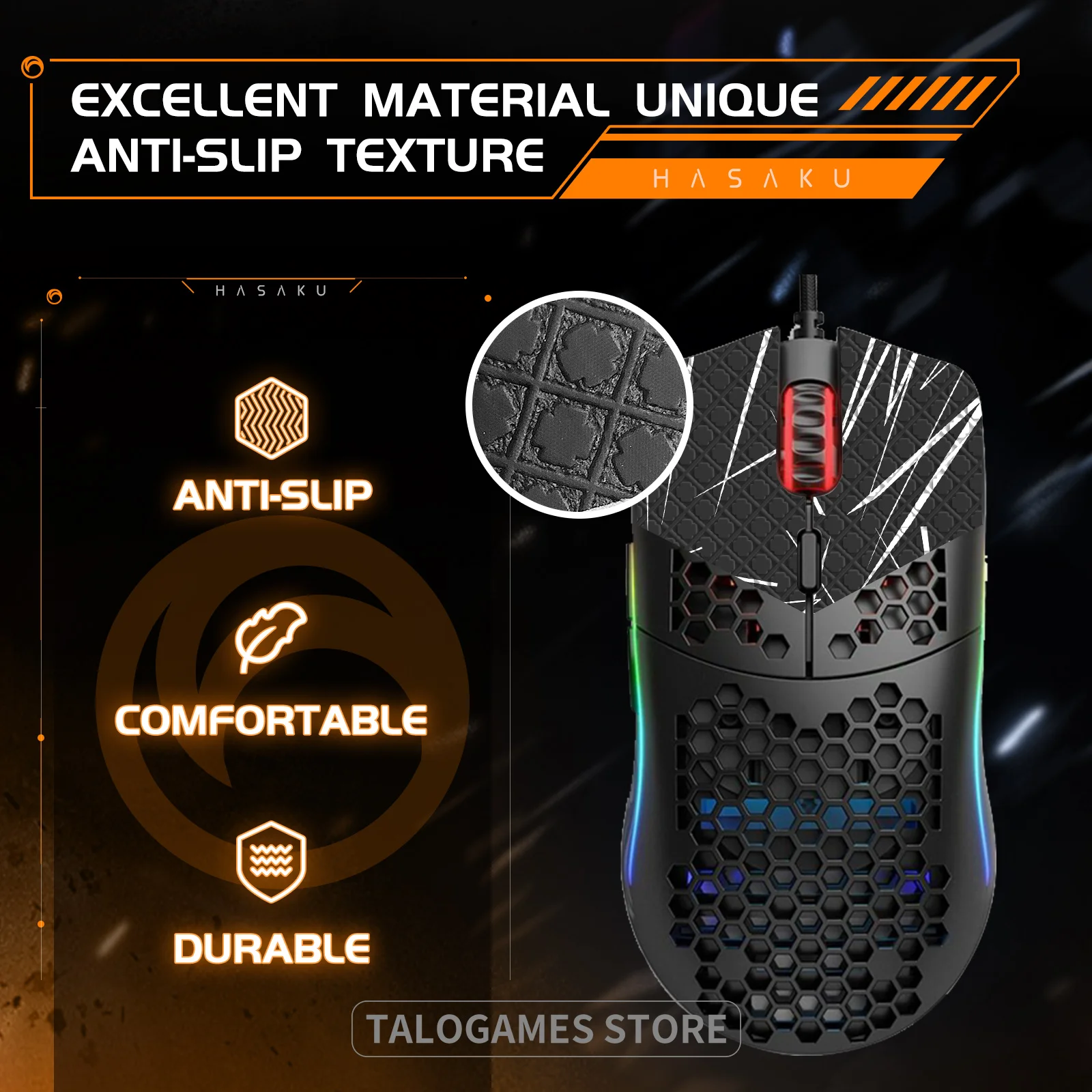 HASAKU Mouse Grip Tape, adesivo artesanal para modelo glorioso O-Minus, mouse para jogos, atualização, confortável e durável