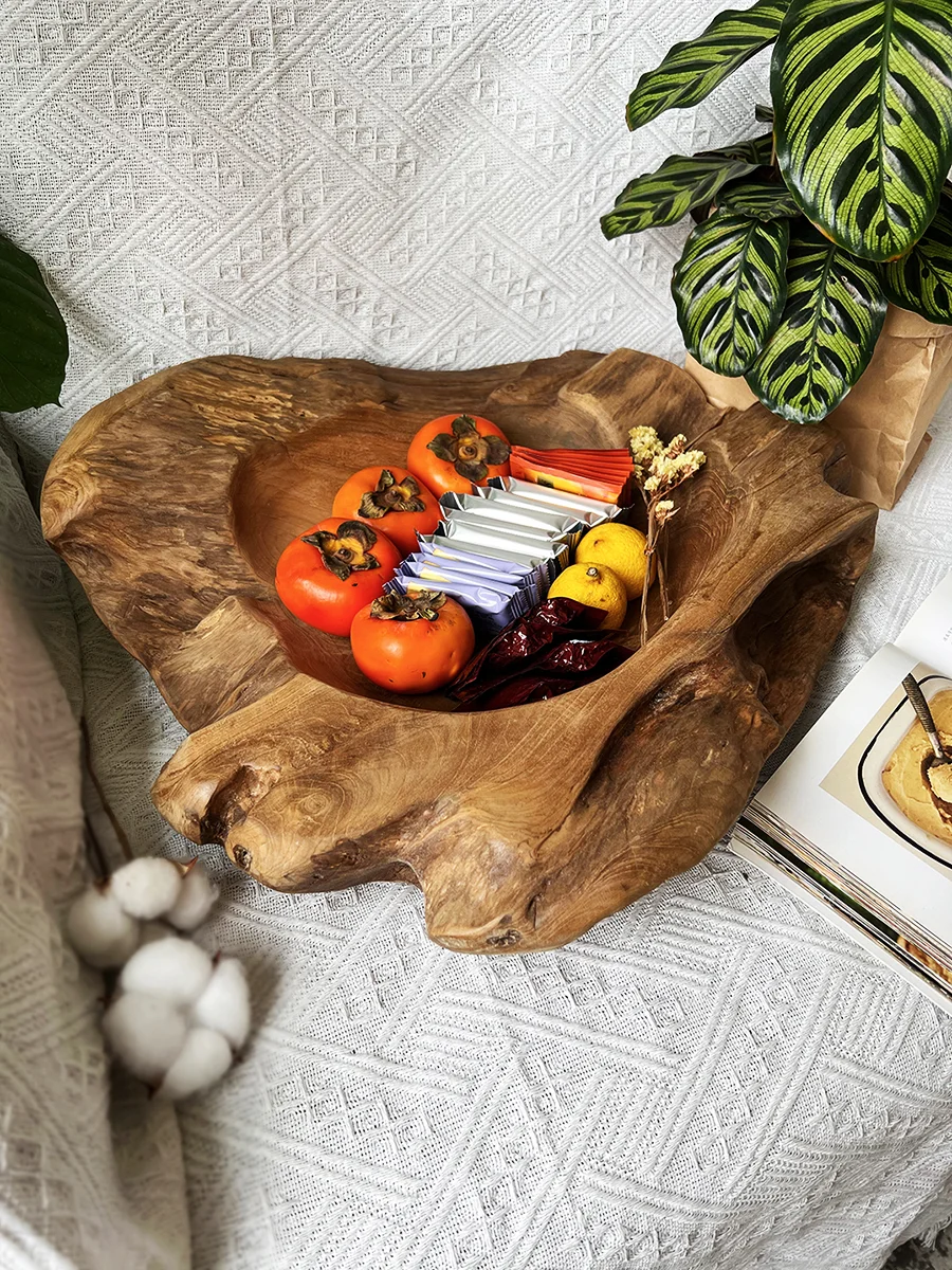 

Indonesian teak fruit tray, solid wood fruit tray, quiet wind wooden tray, wooden tray, storage tray, wooden basin