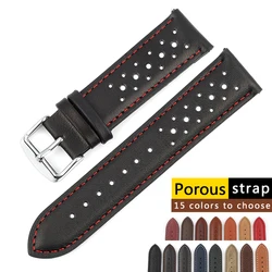 Handmade Watchband Soft Genuine Leather Watch Strap 18mm 20mm 22mm 24mm Porous Ventilation Wristband Replacement for Watches