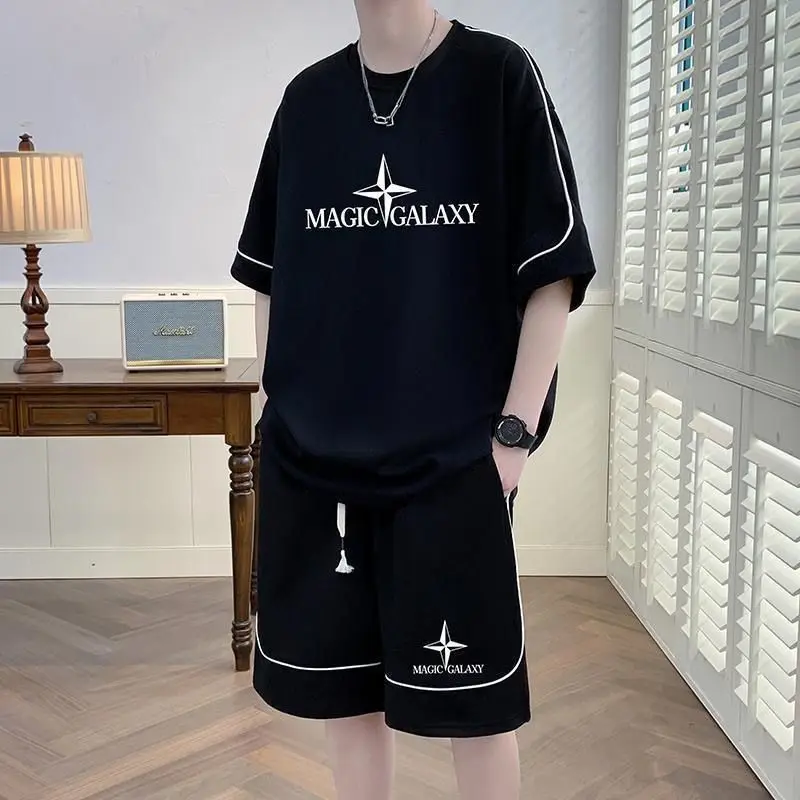 

Teen Boys Summer Clothing Set Loose Fit Short Sleeve T Shirt and Shorts Two Piece Athletic Outfit