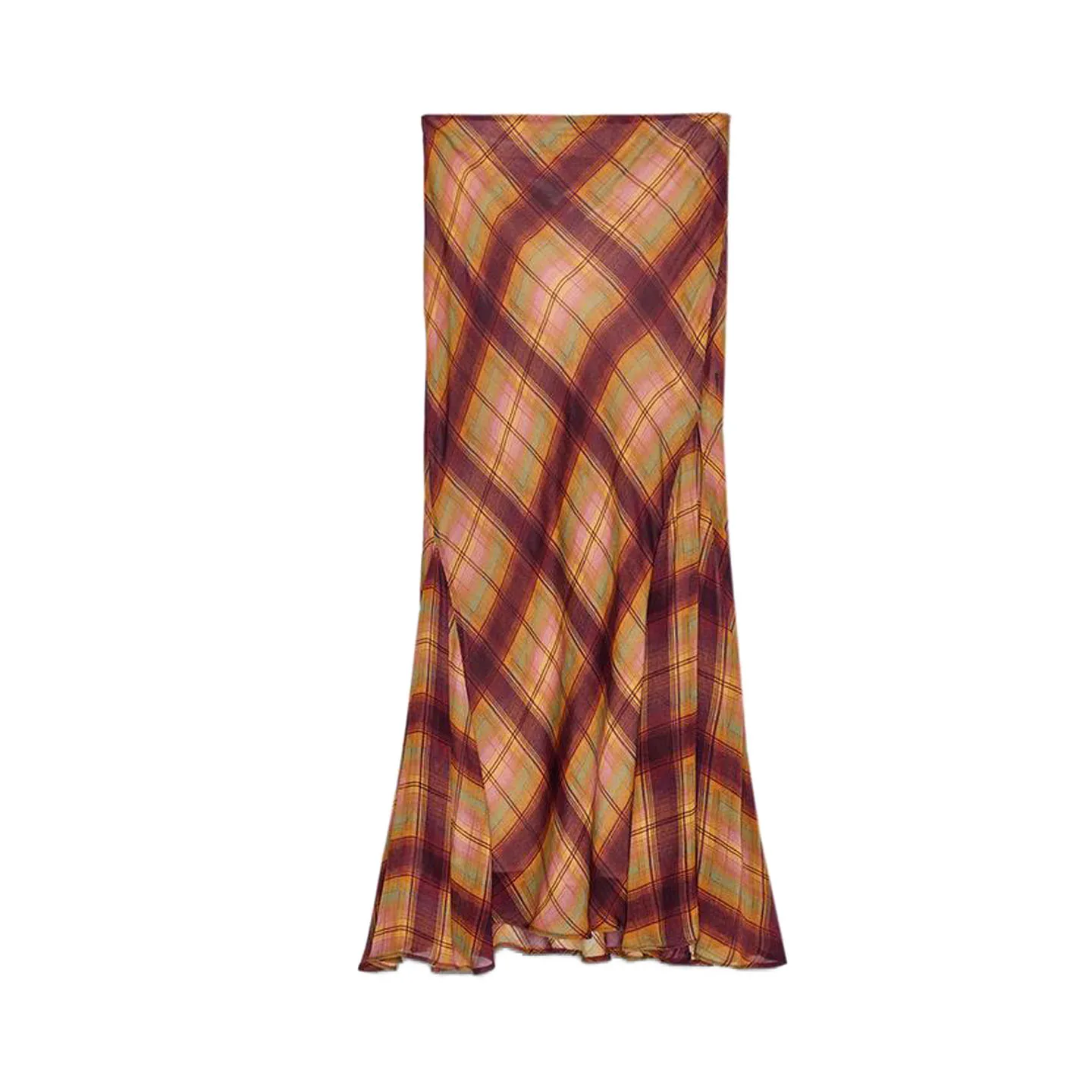 خريف جديد وصول عادية Sle تنورة طويلة ألف خط مع تصميم منقوشة منتصف الخصر ميدي تنورة للنساء Ci تخفيف لباس غير رسمي