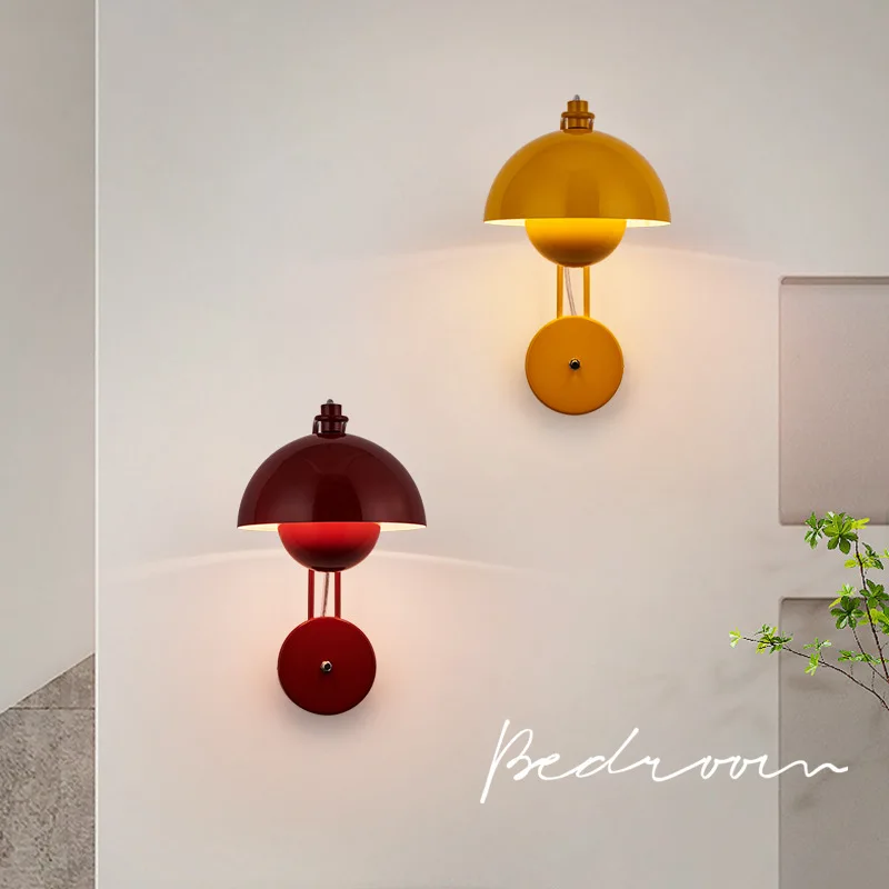 

Moden Colorful Flower Bud Wrought Iron Wall Lamp LED Light Nordic Living Room Bedroom Restaurant Kitchen Sconces Home Decoration