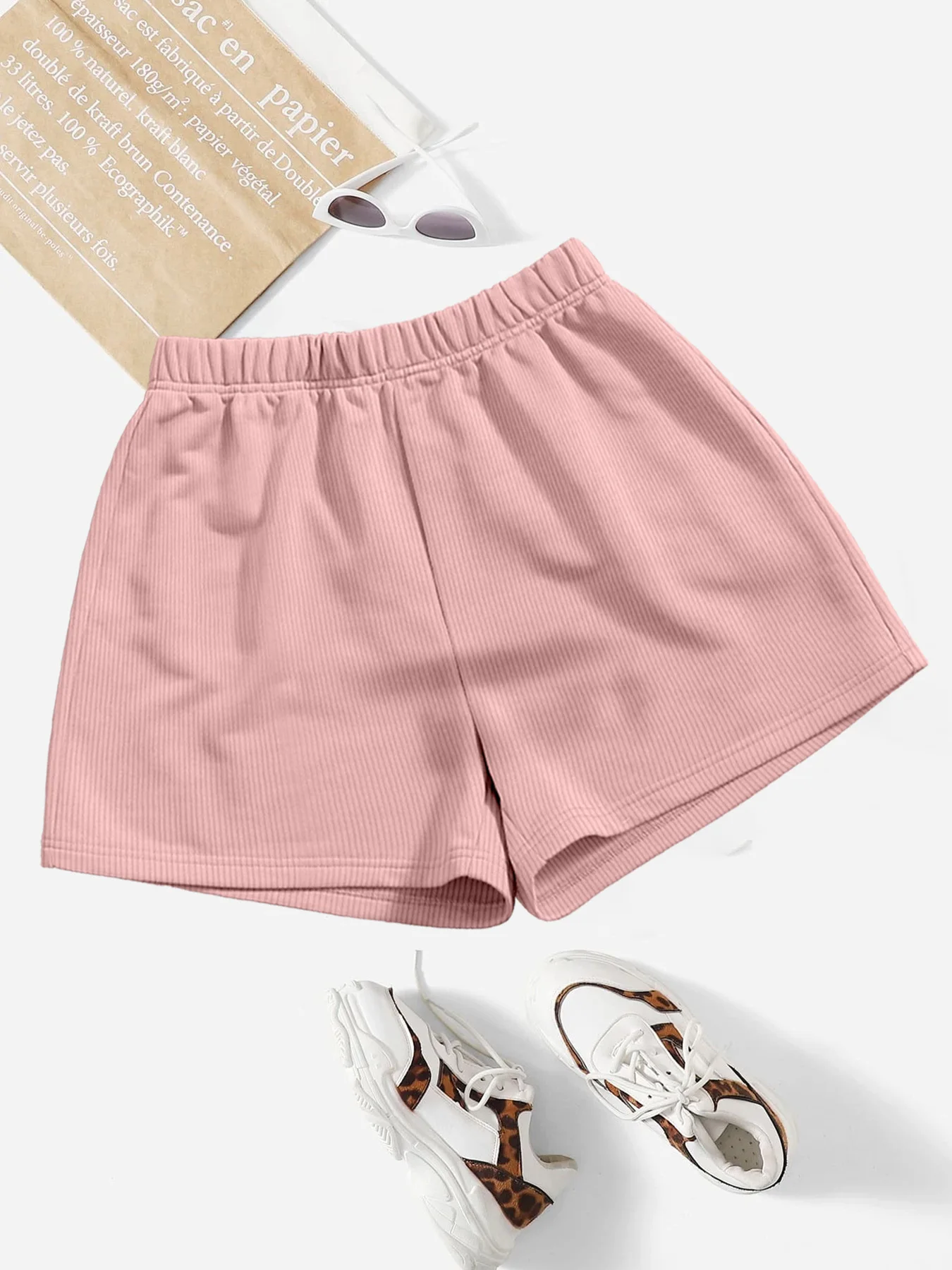 Einfarbige Damen-Shorts, Yoga, Fitness, äußere Damen-Shorts mit hohem Stretchanteil, atmungsaktiv, Freizeithose – Detail 14