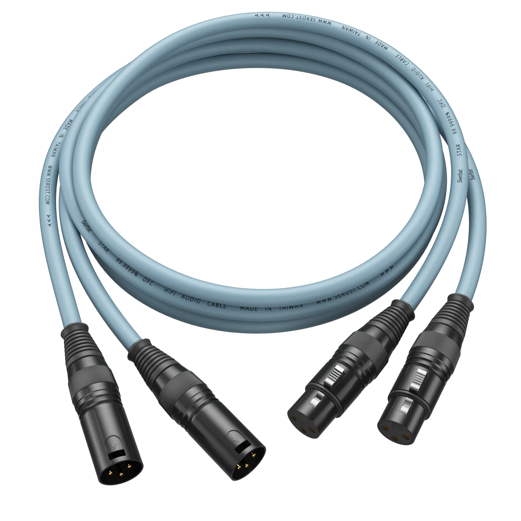 Serost Taiwan HiFi 99.9999% Oxygen-Free Copper 2XLR Male to Female Audio Balance Cable for CD DAC DSP Amplifier Active Speaker
