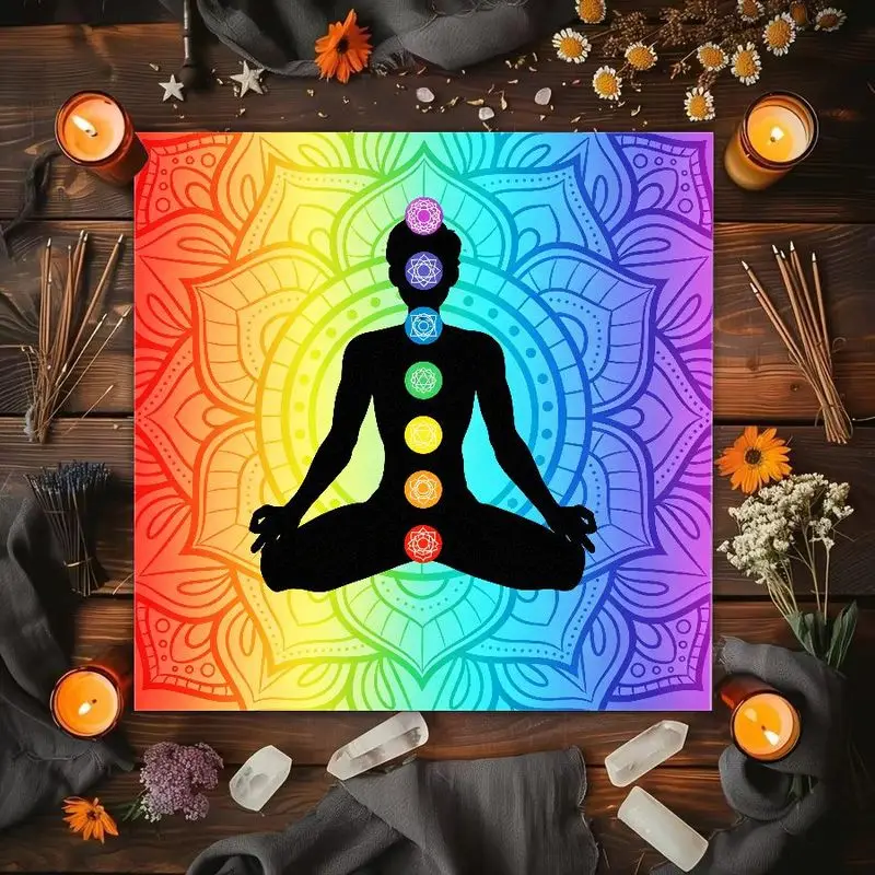Yoga Meditation Chakras Lotus Mandala Altar Cloth Tarot Cards Tablecloth Vika Spiritual Healing Divination Decoration