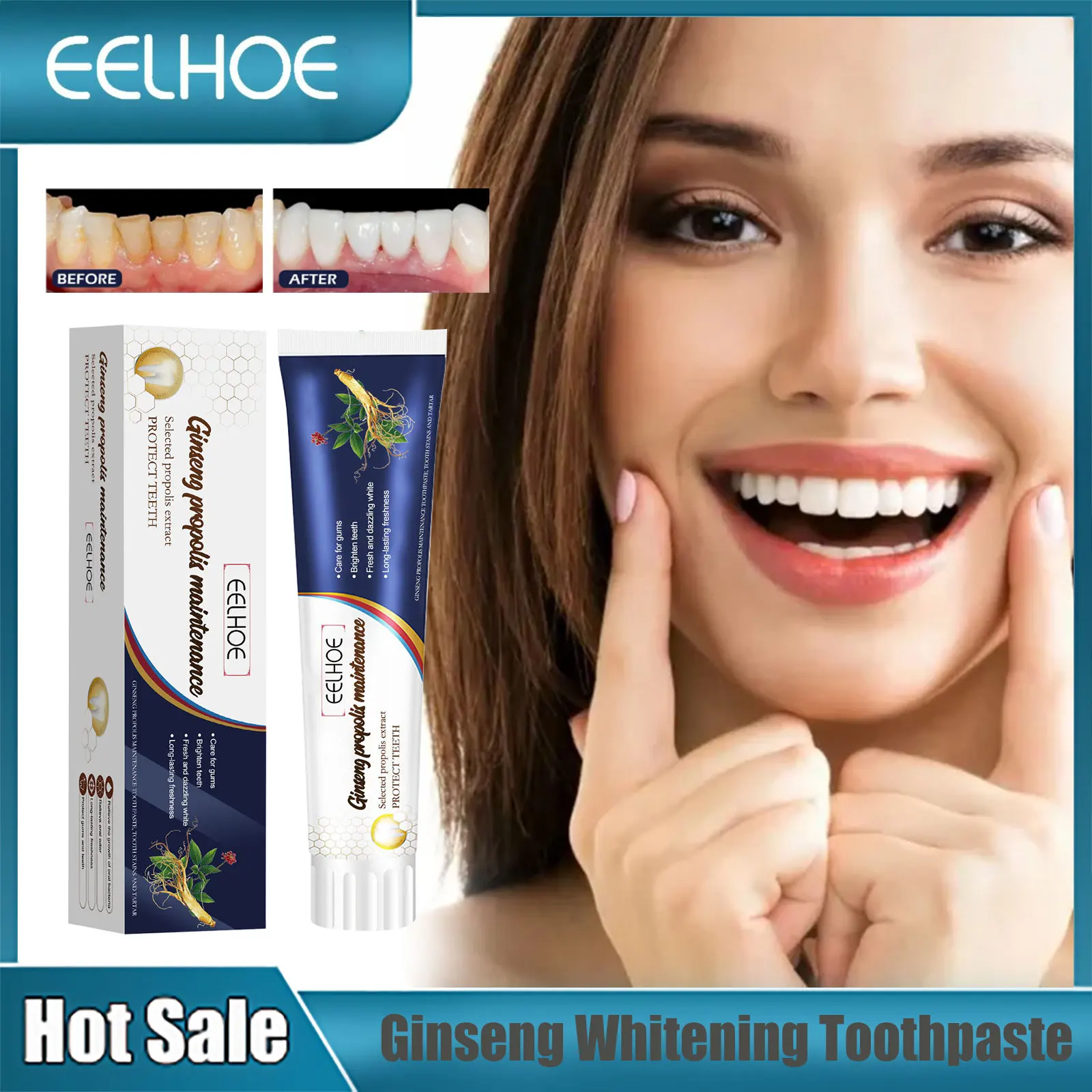 Propolis Teeth Whitening Toothpaste Oral Cleansing Anti Cavities Decay Remove Stains Tartar Dental Gum Health Ginseng Toothpaste