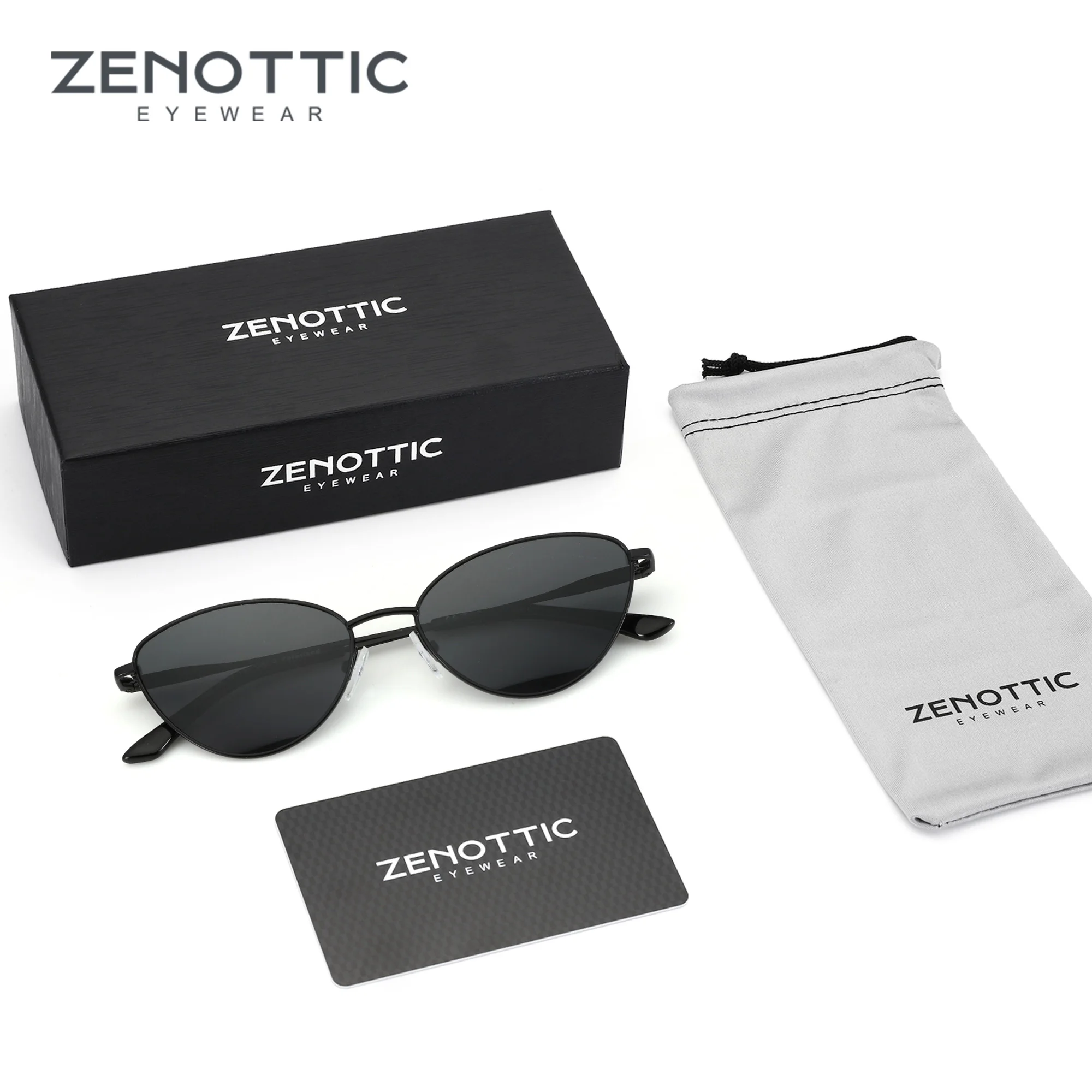 Okulary przeciwsłoneczne damskie ZENOTTIC w stylu vintage, małe kocie oko, modne, wąska metalowa oprawka, polaryzacyjne, ochrona UV dla kobiet.