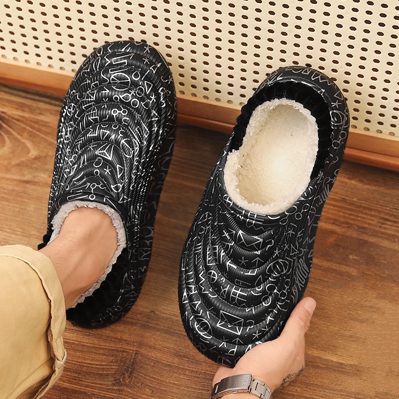Modische Winter-Herren-Baumwollpantoffeln, Outdoor-Warm-Schuhe, Indoor-Hausschuhe für Paare, Wasserdichte Plüsch-Warm-Pantoffeln für Männer – Detail 6