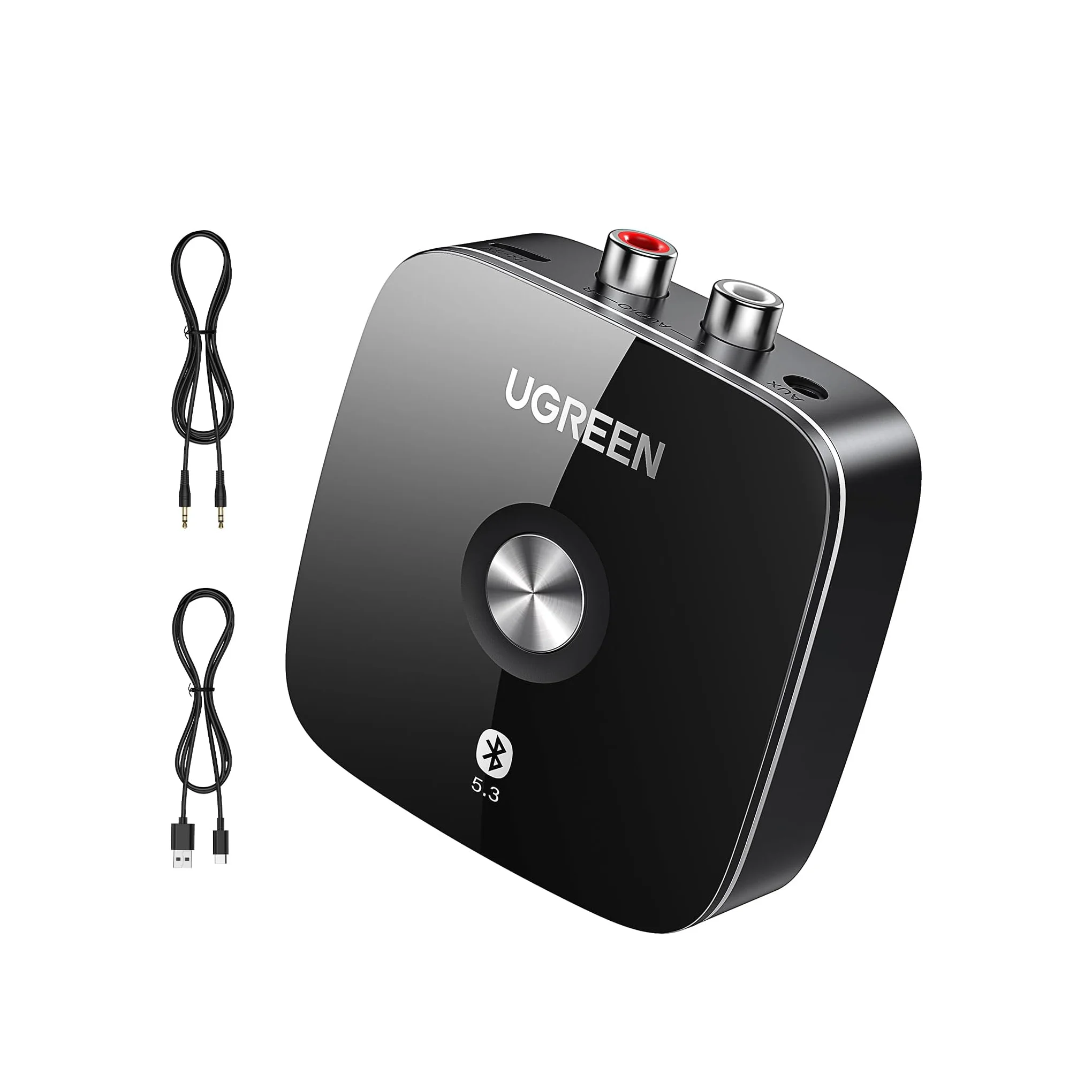 

UGREEN Bluetooth AUX Adapter Built-in Battery, Support Dual Pairs Bluetooth 5.3 Receiver for Old Stereo, 3.5mm/ RCA Dual Channel