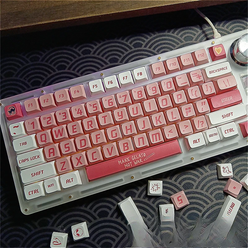 Love crash white powder keycap XDA height pbt five sided heat sublimation adaptation HI75 hi8 68 84 87 96 104