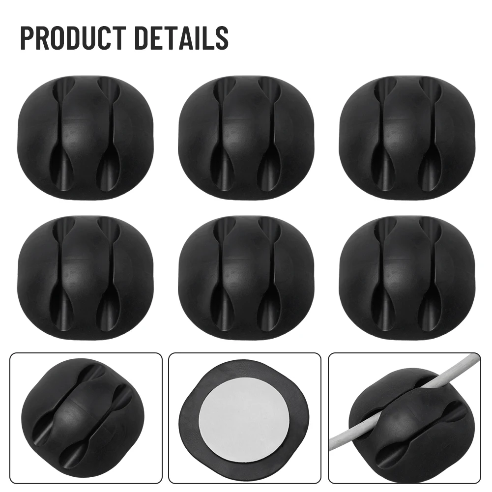 Cable Clips Wire Clips Wire Retainer 3.5*3.5cm 6PCS Desktop For 6mm Hooks Household Hubs Reusable Self-adhesive