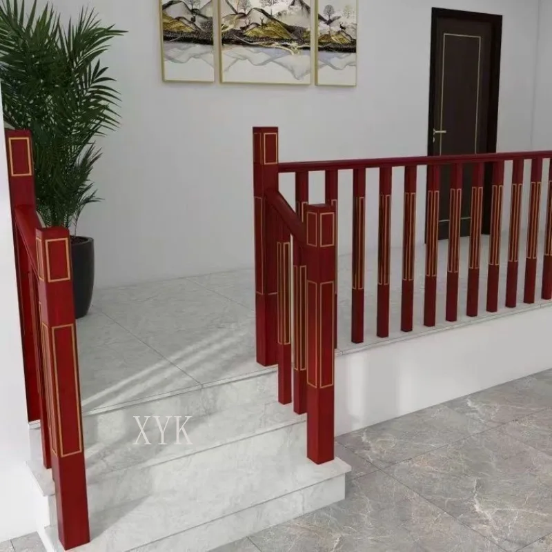 New Fashion Full Set Solid Wood Stair Railing Baluster Home Loft Railing Modern Simple Guardrail Black