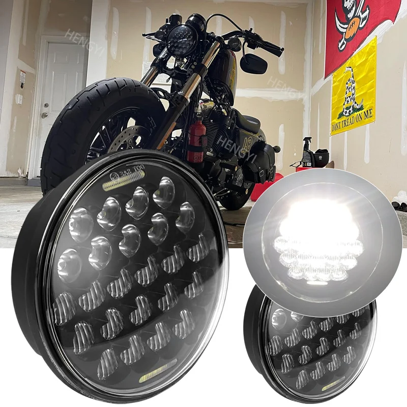 

5,75-дюймовая светодиодная фара, совместимая с Sportster Iron 883 Street BOB Low Rider, супер широкие фары дальнего света, 80 Вт, IP67