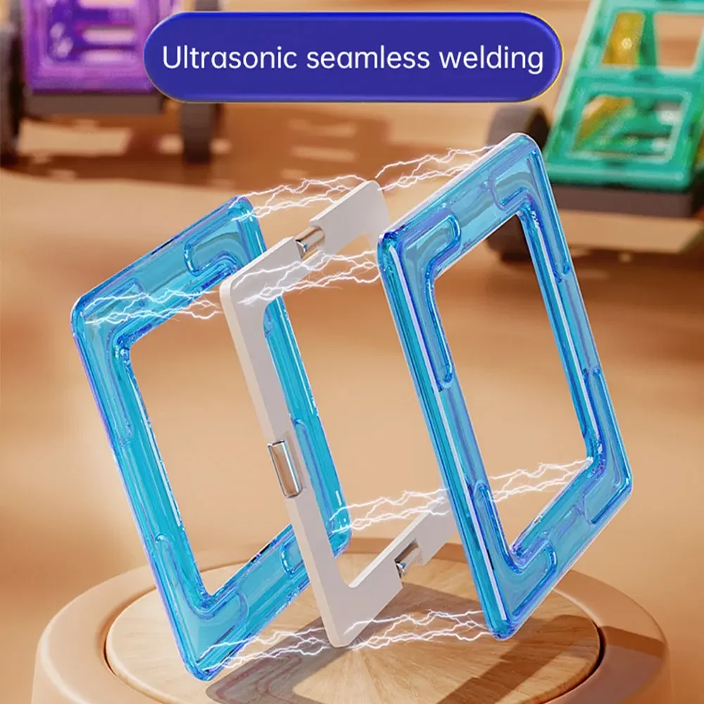 DIY Strong Magnetic Building Blocks Safe with No Sharp Edges Washable Building Blocks for Children and Toddlers