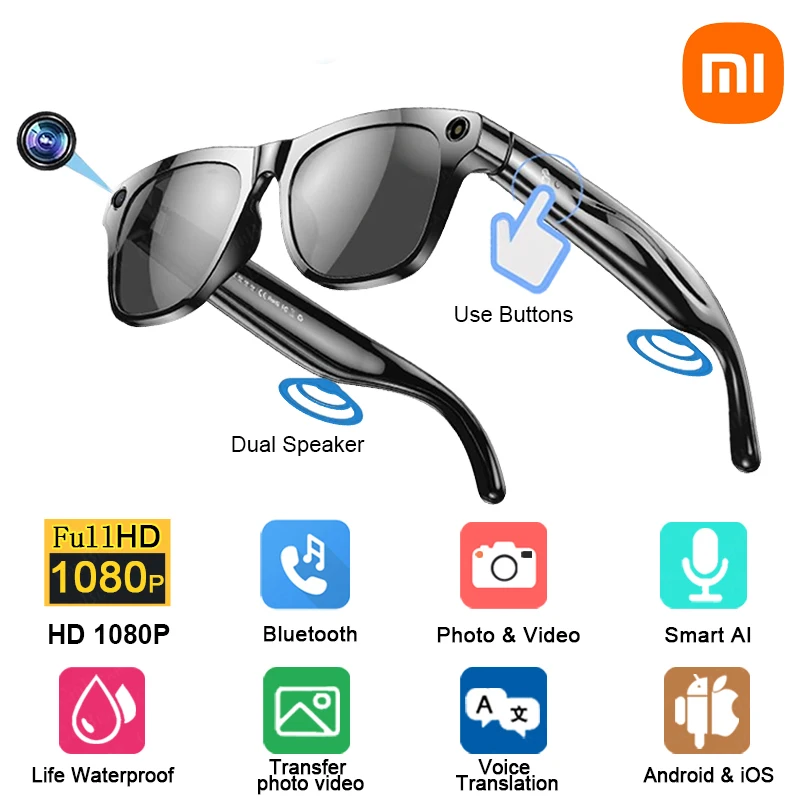 Xiaomi MIJIA 1080P HD AI Smart Glasses Cat GPT 100MP Camera Bluetooth Call 260Mah Battery Voice Assistant Control Smart Glasses