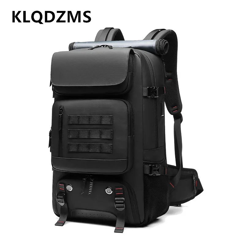 KLQDZMS Travel Backpack Men's Large-capacity Laptop Shoulder Bag Oxford Cloth Outdoor Hiking USB Charging Waterproof Schoolbag