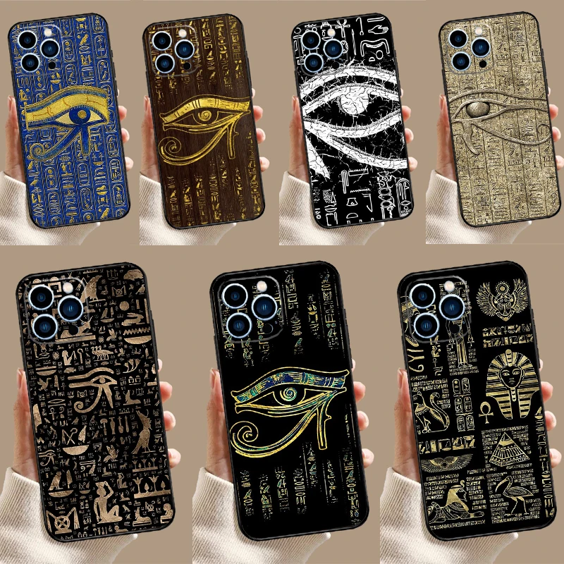 Sacred Eye of Horus Egypt Fresco Phone Case For iPhone 15 16 14 Plus 13 12 Mini 11 Pro Max XS XR X 7 8 Back Cover