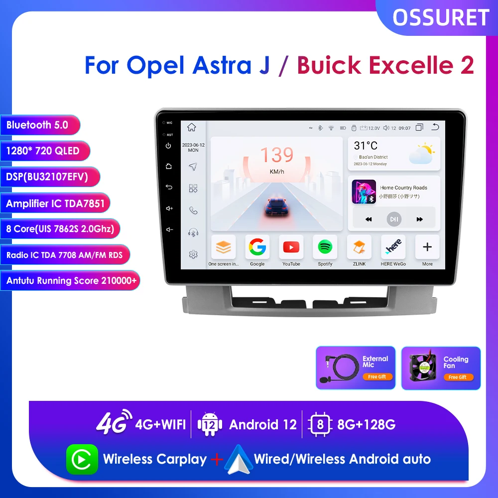 

9" Wireless Carplay for Opel Astra J Buick Excelle 2 2009- 2015 2016 2017 Android Car Radio Multimedia Player GPS Navi BT 4G DSP