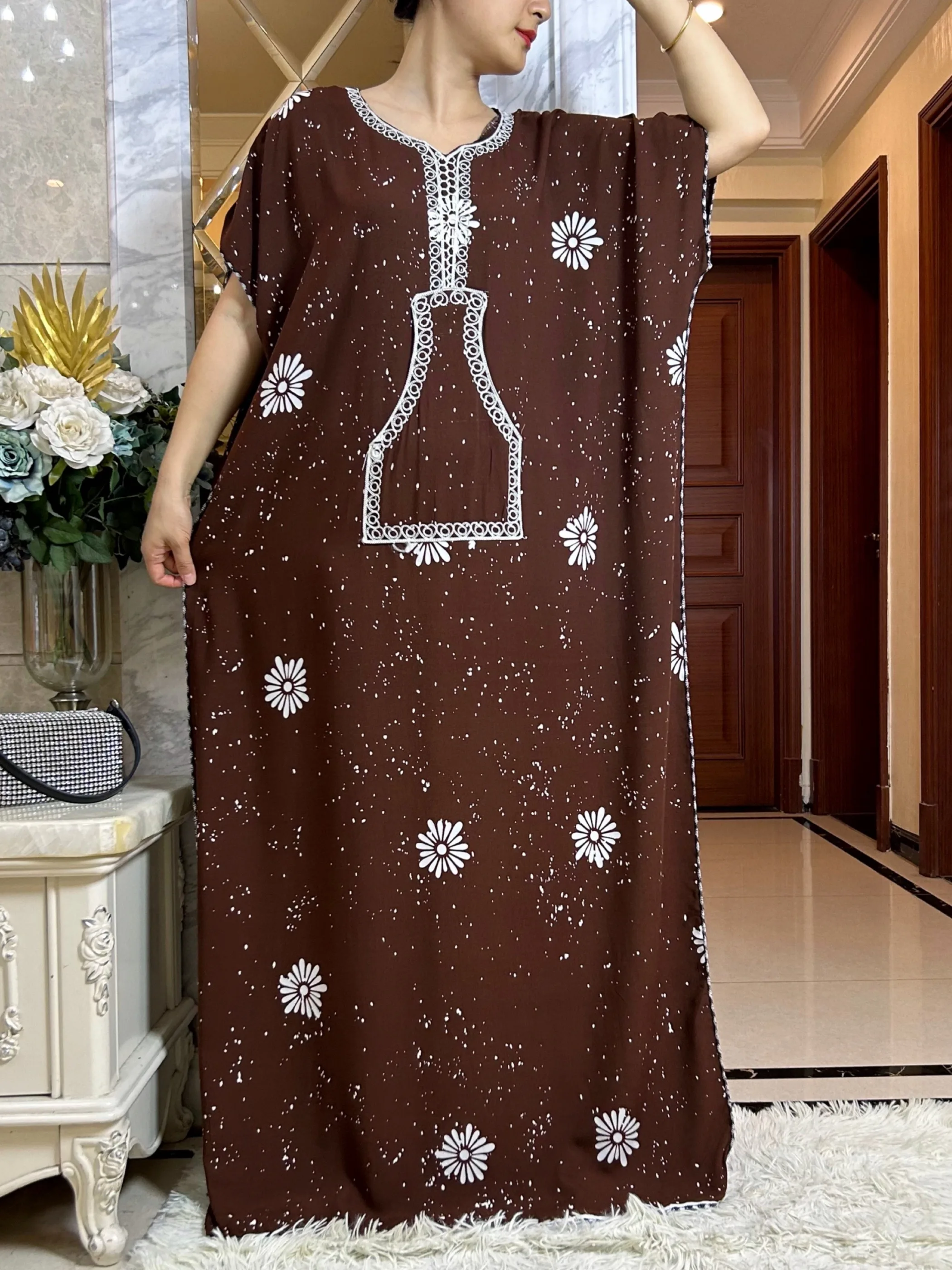 Africa Dress For Women for Evening Party Autumm Elegant Print Pockets Maxi Dress Muslim Fashion Abaya Dashiki African Clothing