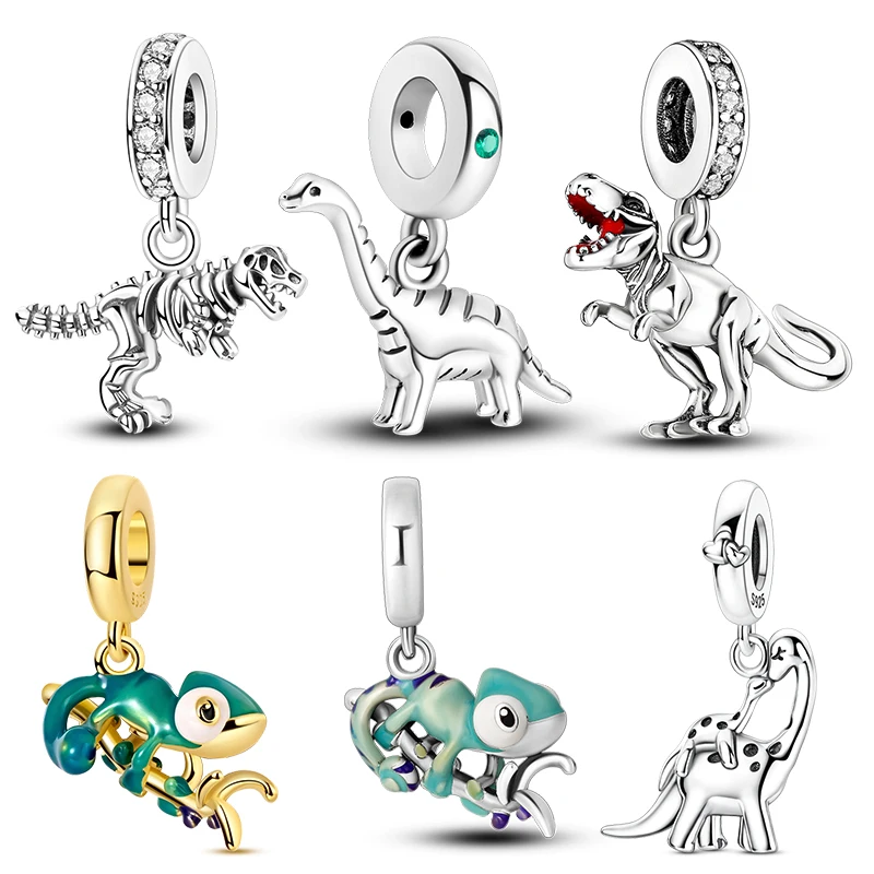 925 Sterling Silver Charms Beads Pendant Dinosaur Chameleon Series Charm Fit Original Bracelet DIY Women Jewelry Gift