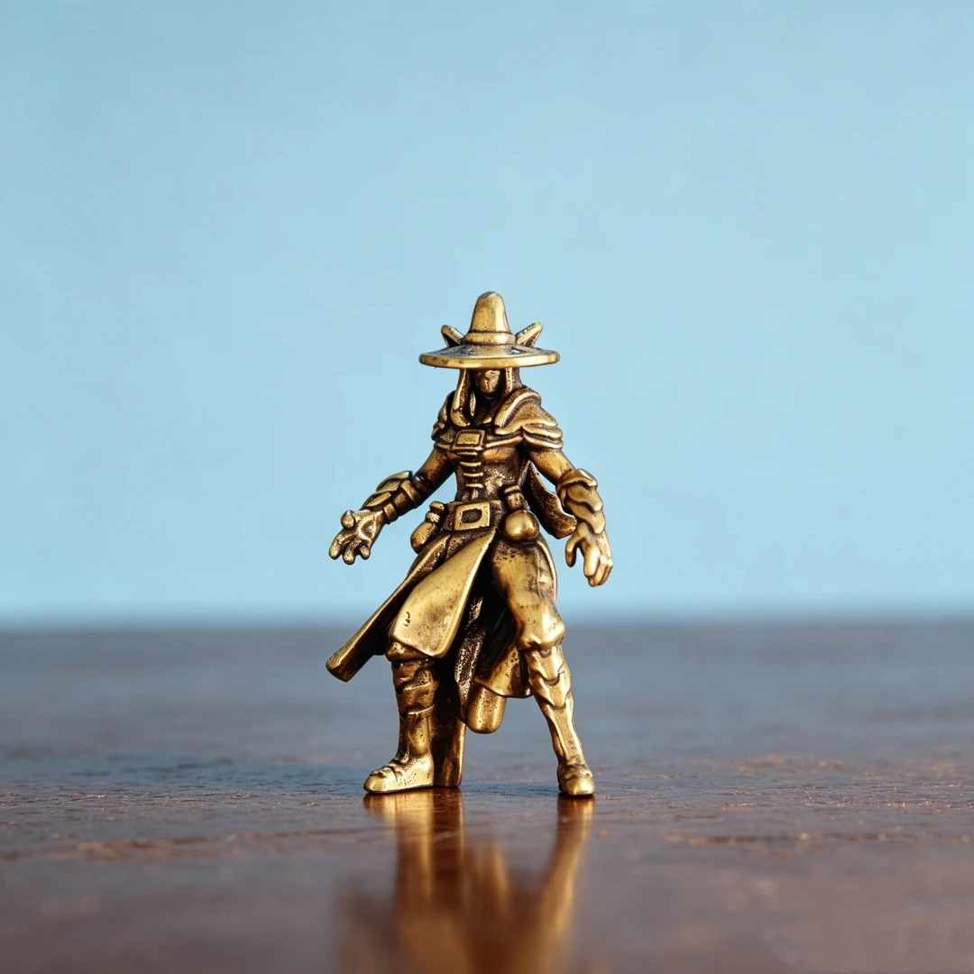 Figura Decorativa de Vaquero de Latón Vintage, Adorno de Escritorio de Cazador del Oeste, Coleccionable Retro para Oficina o Estantería