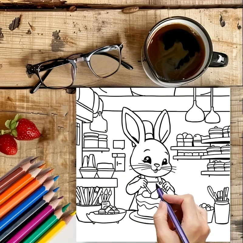 Libro para colorear de experiencia de carrera animal de 28 páginas para la reducción del estrés de adultos |   Libro para colorear para aliviar el estrés y reducir el estado de ánimo