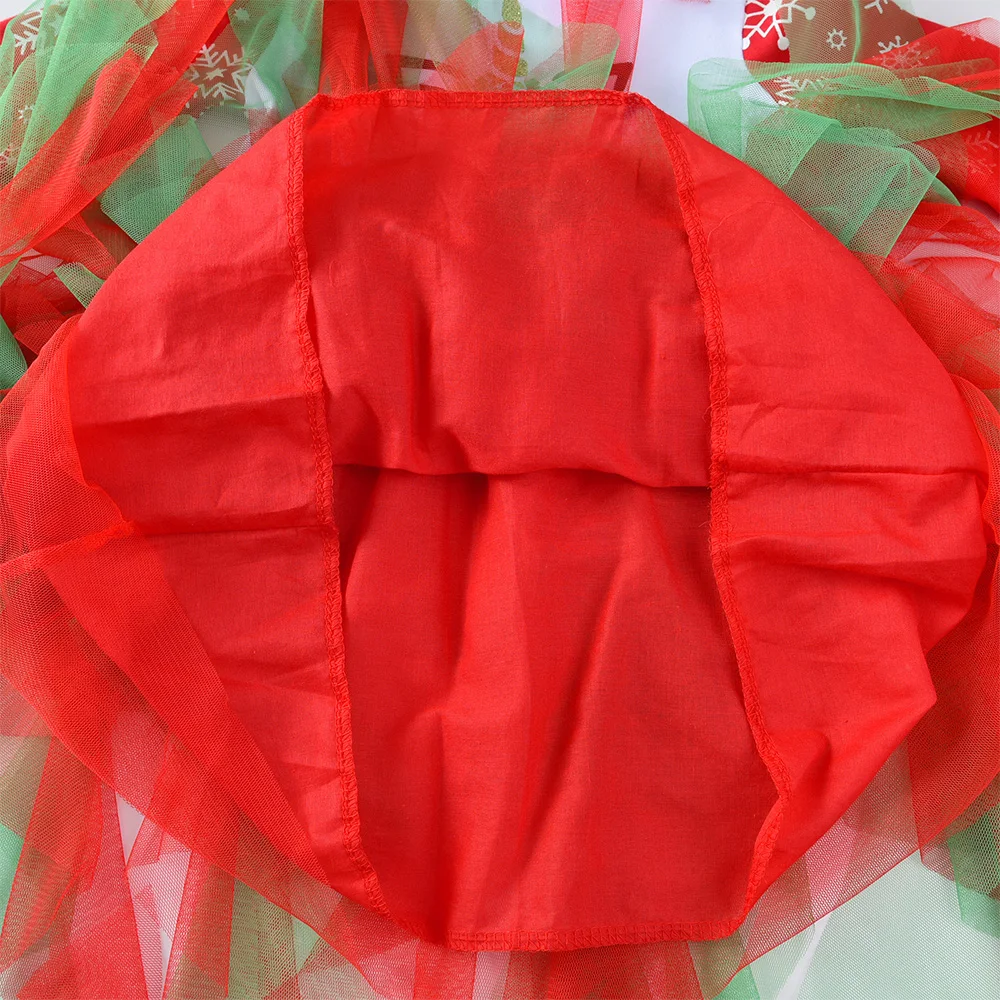DXTON Neujahr Party Geschenk Mädchen Weihnachtskleid Schneeflocken Druck Kinder Winterkleidung Unregelmäßiger Tüll Mesh Schleife Prinzessin Kleider – Detail 6