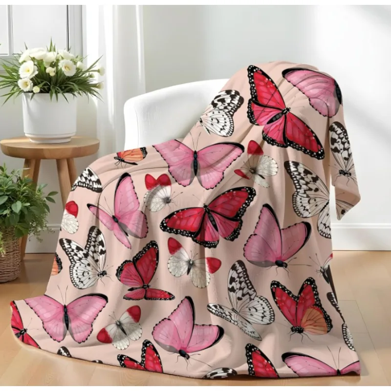 

Butterfly theme soft flannel blanket lightweight home decor,great gift idea for all seasons for women,girls and butterfly lovers