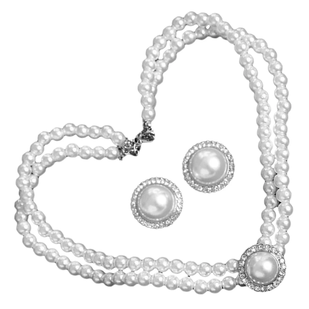 

Retro Pearl Necklace Earrings Costume Jewelry Pearls Women Jewelries Zinc Alloy Bridal Wedding Bride