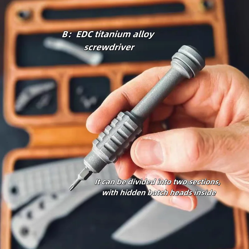 EDC Titanium Alloy Screwdriver Set with Imported PEI Handle, Portable Multi-function Repair Tool Kit for 6mm Bits