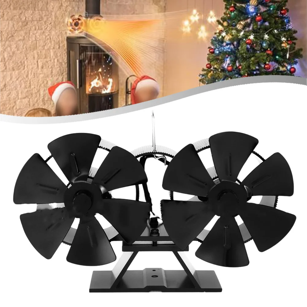 12 Blades High Air Volume High Speed Furnace Fan Thermal Energy Fireplace Fan Heating Cooling Vents Parts Accessories