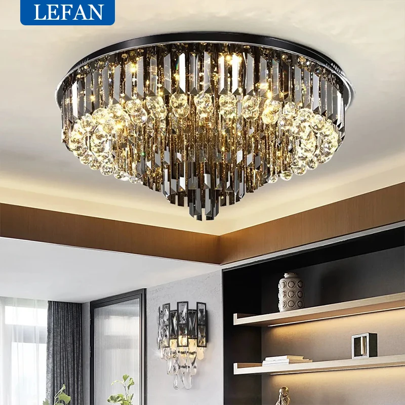 

Modern Exalted Luxury Crystal Chandelier Lighting Round Hanging Lamp for Living Room Bedroom Indoor Home Light Fixtures