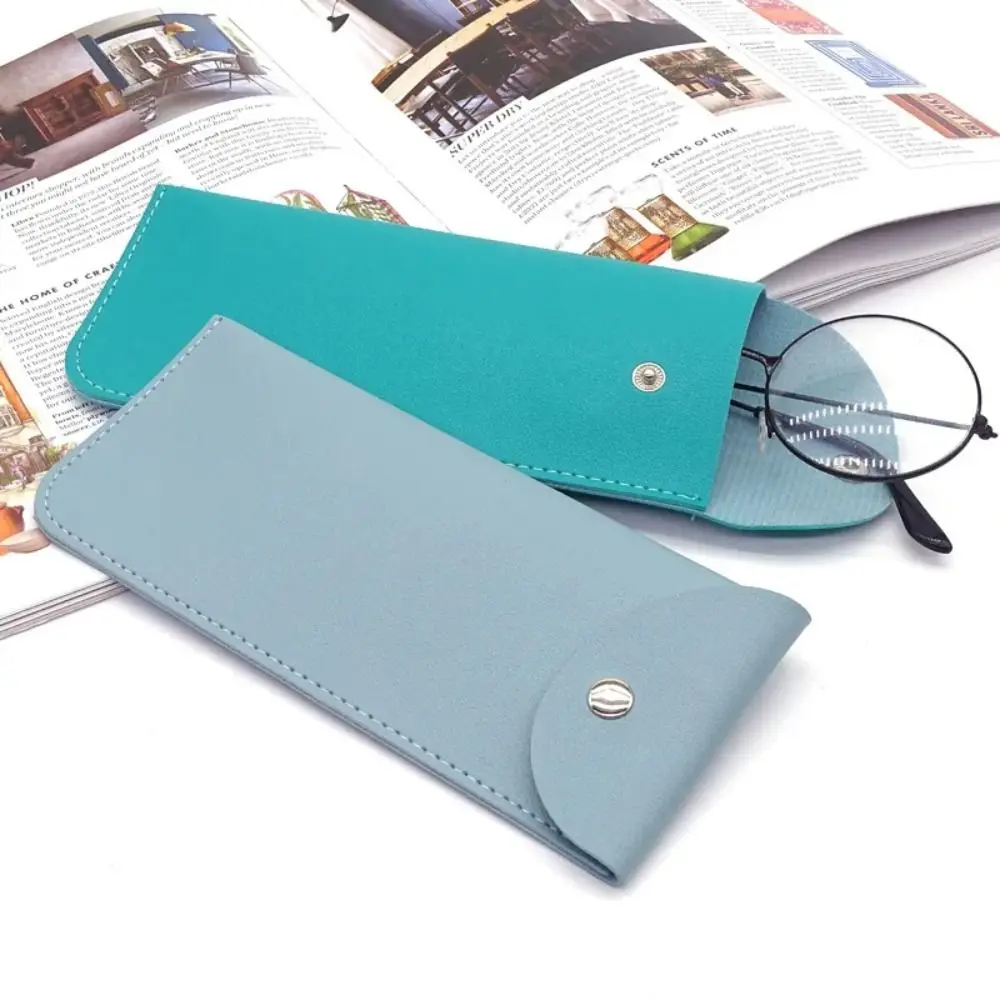 Solid Color PU Leather Glasses Bag Sundries Jewelry Pouch With Metal Buckle Lipstick Storage Bag Coin Purse