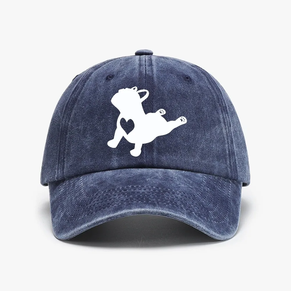 French Bulldog Yoga Pose Love Heart Frenchie Workout Gift Retro Washed Baseball Cap Soft Top Adjustable cowboy Hat