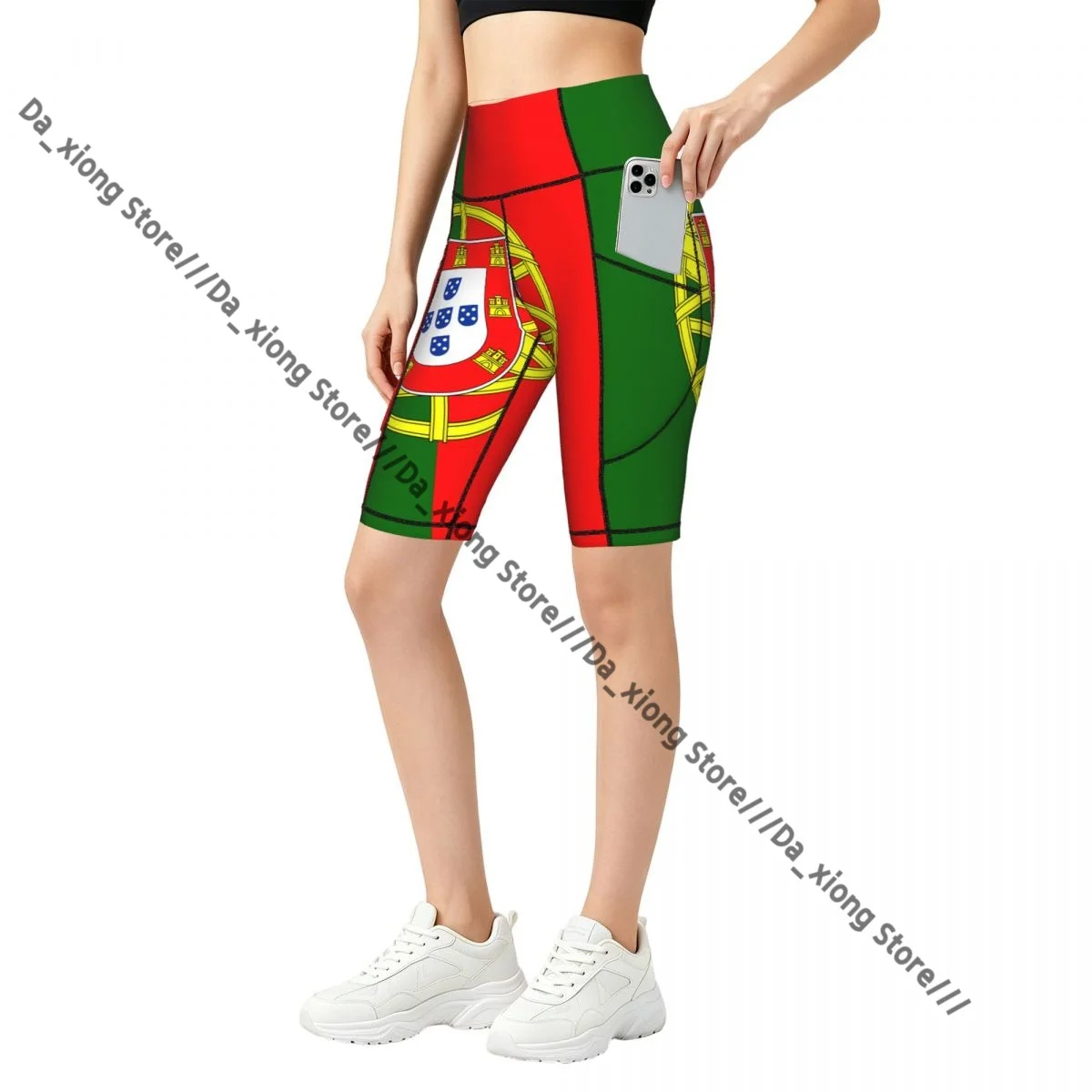 Elastic Waist Yoga Shorts Flag Of Portugal Women Soft Athletic Training Casual Bottoms